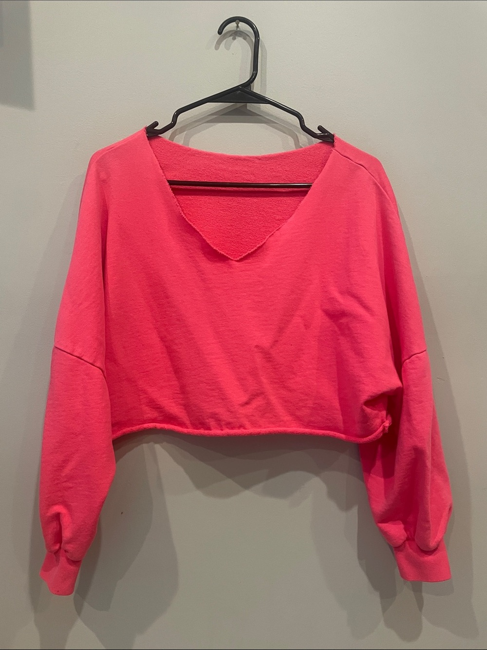 Neon pink fun cropped loose fit top